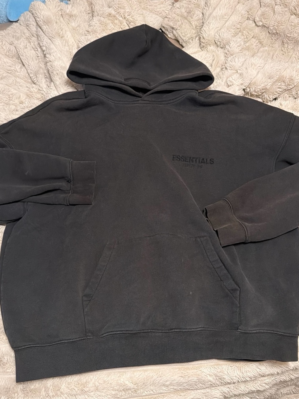 Essentials Black Pullover Hoodie with Subtle Logo